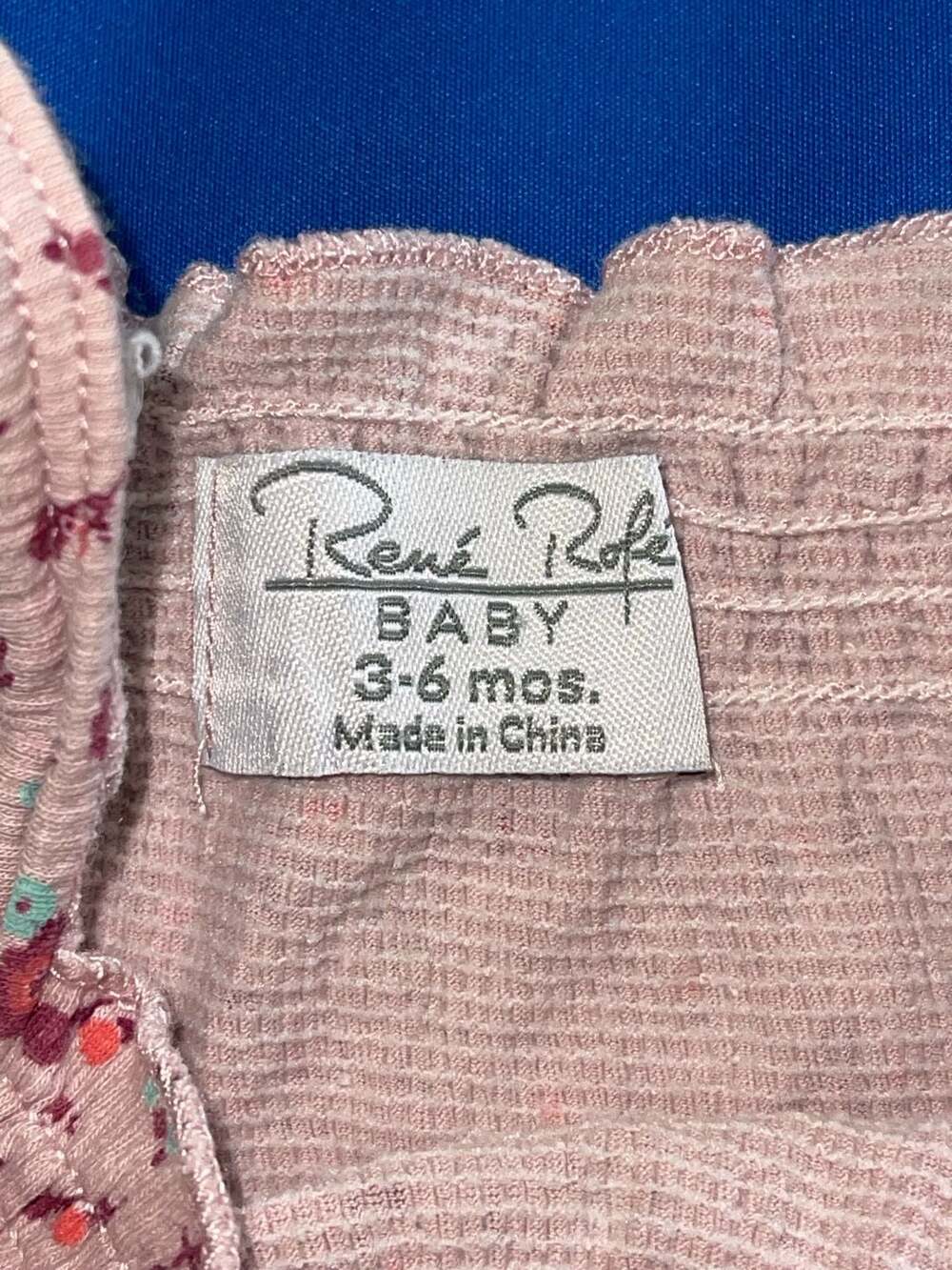 Sz 3-6M René Rofé Baby Floral Ribbed Sleeveless Romper Jumpsuit - Picture 2 of 3